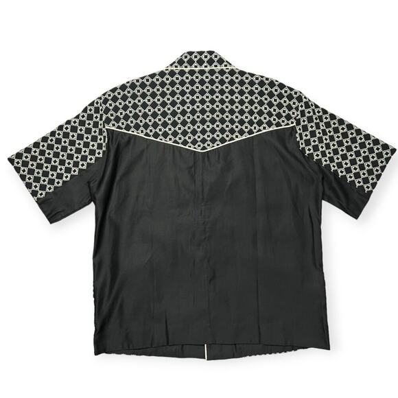 NEW NICHOLAS DALEY Mento Shirt Short Sleeve SIZE M Black Embroidery Linen JAPAN - Picture 2 of 14